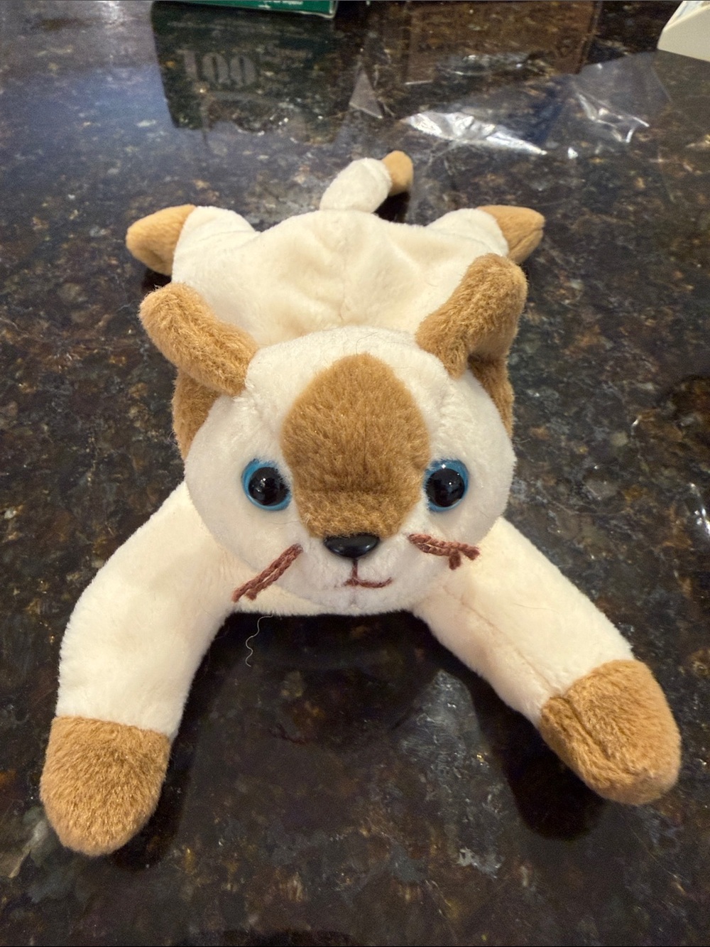 Ty Siamese “Snip” Plush Cat Beanie Boo - Cream and Brown with Blue Eyes